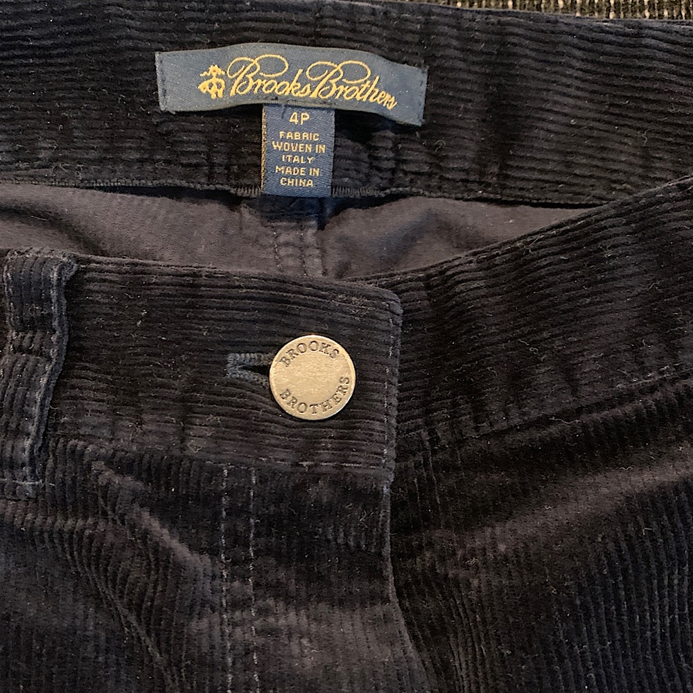 Brooks Brothers Velvet Corduroy Ankle Pants - Navy Blue